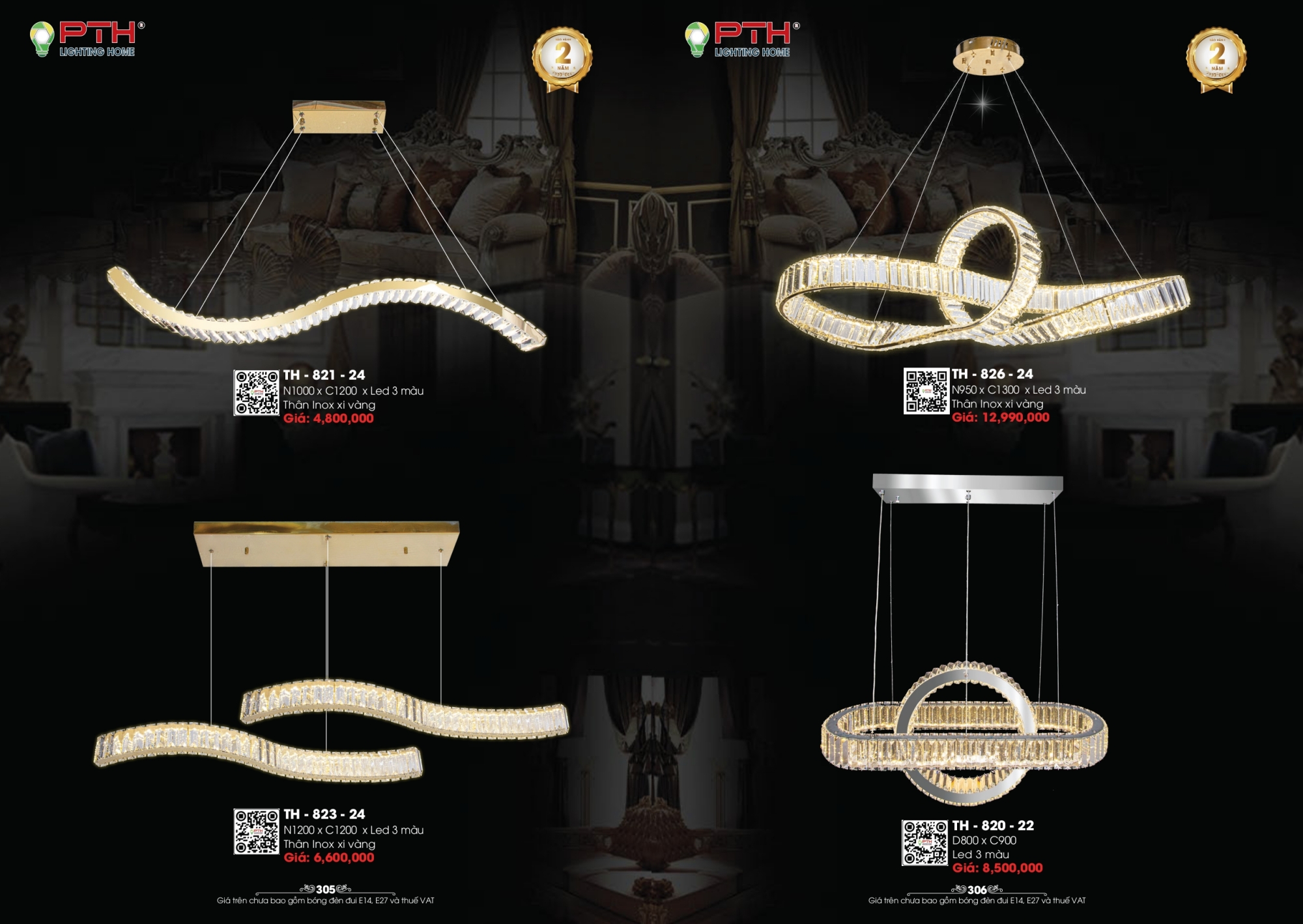 Bảng giá đèn trang trí PTH Lighting Home 2026